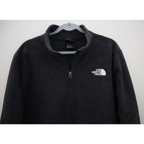 The North Face Men's Sz Large Black Jacquard Fleece Cap Rock 1/4-Zip Pullover - Picture 6 of 9